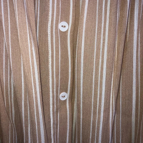 Lulus Off Shoulder Blouse Top XL Stripe Tan Cream Keyhole - Picture 9 of 10